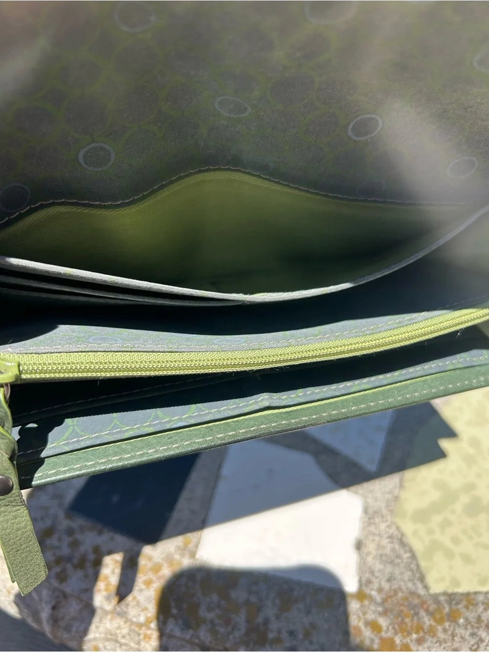 Fossil Green Patterned Patchwork Clutch Wallet